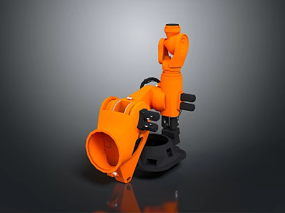 Detailed Futuristic Orange Mechanical Robot Character Design For Game And Movie 3d model