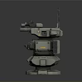 Futuristic Mechanical Turret Structure With Multiple Barrels Antennas And Control Panels