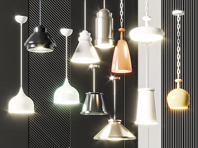 Stylish Chandeliers with Different Styles and Various Colors for Home Decor 3d model
