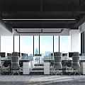 Modern Public Office Space With Spacious Workstations Computers Ergonomic Chairs And Bright Lighting
