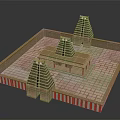 Traditional Brick Architecture With Square Base Multi Tiered Towers And Red White Striped Edges