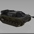 Vintage Military Tank Armored Vehicle with Heavy Tracks Long Cannon and Metal Texture