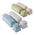 Modern Sofa Stools In Multiple Colors With Soft Cushions And Metal Legs