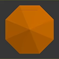 Orange Octagonal Outdoor Pavilion With Stone Columns And Reflective Ground Surface