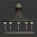 3D Model Gazebo Structure With Dome Top Decorative Ball And Pillar Base