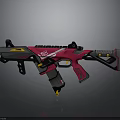 Modern Tactical Rifle Design With Pink Black Yellow Accents And Futuristic Features