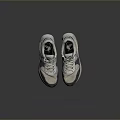 Worn Beige And Gray Casual Sneakers With White Laces And Mesh Design