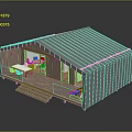 Modern Wooden Small Building Featuring Metal Roof Terrace Table Steps And Simple Design