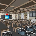 Ceramic Art Classroom Manual Classroom Labor Classroom Manual Tables and Chairs Ceramic Art Turntable 3d model