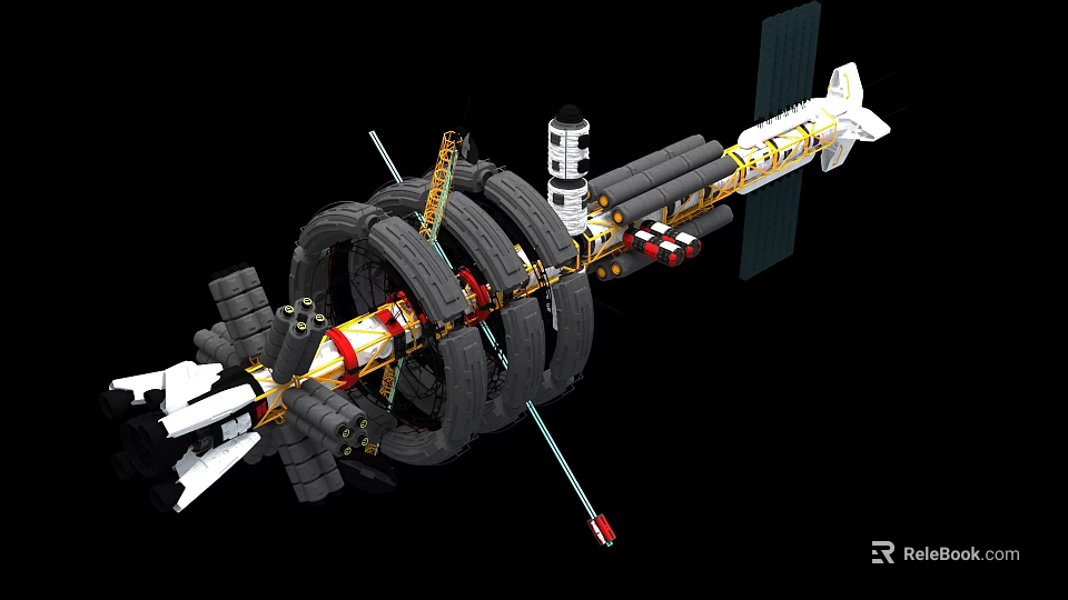 Futuristic Fighter Jet Featuring Ring Shaped Components And Solar Panels Design 3d model