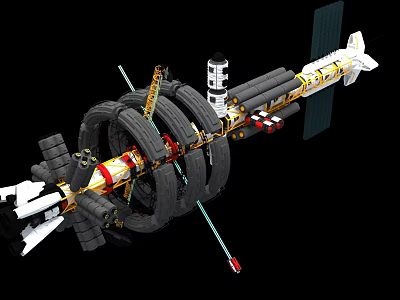 Futuristic Fighter Jet Featuring Ring Shaped Components And Solar Panels Design 3d model
