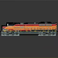 Black and Orange Train Locomotive Model With Detailed Structure On Gray Background