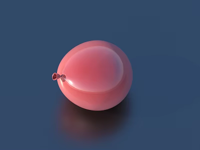 Pink Decorative Balloon With Red Nozzle On Dark Blue Background For Everyday Use 3d model