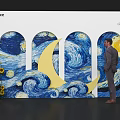 Van Gogh Starry Night Themed Photo Spot With Arched Design Yellow Moon And Sunflowers