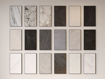 Wall Panels With Various Materials Colors And Textures Arranged As Samples On Display Wall 3d model