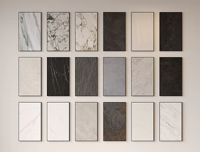 Wall Panels With Various Materials Colors And Textures Arranged As Samples On Display Wall 3d model