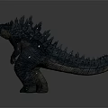 Godzilla Giant Monster 3D Model With Blue Spines In Standing Pose And Detailed Texture