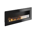 Wall Mounted Modern Black Fireplace With Glass Front And Burning Flames 3d model