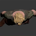 3D Animated Character Model With Blonde Hair Green Sleeveless Top Brown Pants And Boots