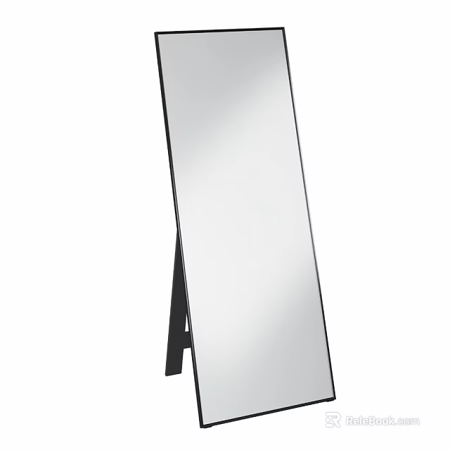 Sleek Full Length Floor Mirror With Black Stand Modern Minimalist Home Decor 3d model 