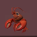 Cute Red Cartoon Lobster Character With Smiling Expression And Big Claws Aquatic Animal