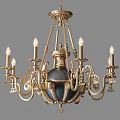 Elegant Ornate Golden Chandelier With Intricate Design Multiple Arms And Candle Shaped Bulbs