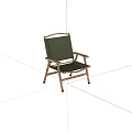 Leisure Chair with Wooden Frame Green Canvas Seat Backrest and Foldable Design