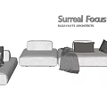 Ultra Modern Multi Seat Sofa With Pillows Blanket And Floor Lamp In Minimalist Room
