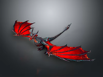 Game Movie Character Red Winged Dragon With Scaled Body And Sharp Claws 3d model