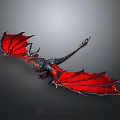 Game Movie Character Red Winged Dragon With Scaled Body And Sharp Claws