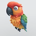 Colorful Parrot With Red Orange Green Blue Feathers Standing On Light Background