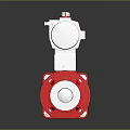 Red Ball Valve With White Actuator And Gear Symbol Flange Connection Industrial Equipment