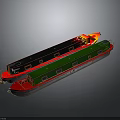Colorful Water Transport Boats With Red Green Hulls And Flame Design Features
