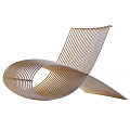 Modern Leisure Chair With Curved Slatted Design And Sleek Ergonomic Structure