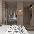 Modern Bedroom Interior With Minimalist Wall Design Neutral Bedding And Side Wall Lamps