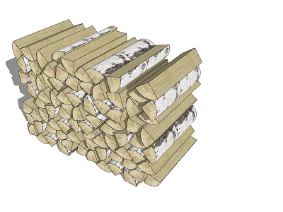 Well Stacked Natural Wood Logs And Stones For Decorative Outdoor Construction Needs 3d model