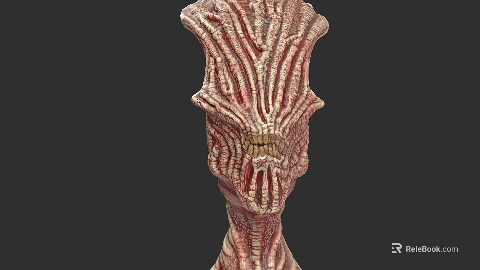 Monstrous Alien Creature Head With Intricate Textured Skin And Bone Like Structures 3d model 