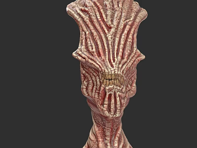 Monstrous Alien Creature Head With Intricate Textured Skin And Bone Like Structures 3d model