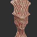 Monstrous Alien Creature Head With Intricate Textured Skin And Bone Like Structures