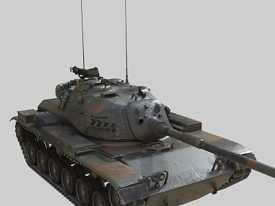 Military Tank Featuring Cannon Tracks Antenna Number 224 And Weathered Paint 3d model