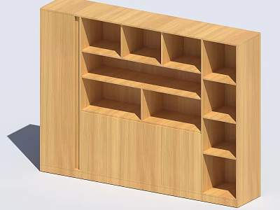 Modern Wooden Bookshelf With Simple Design And Multiple Storage Shelves 3d model