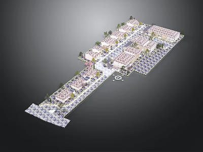 Residential Complex Layout Design With Multiple Buildings Road Network Parking Spaces And Green Areas 3d model
