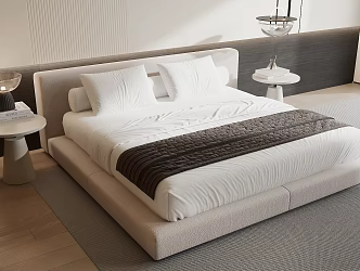Minimalist Double Bed Fabric Double Bedding Bed Pillow 3d model