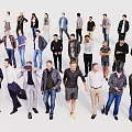 Diverse Group of People Standing With Various Poses And Different Clothing Styles