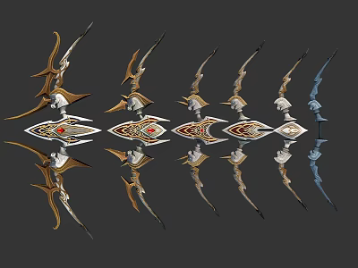 Ornate Fantasy Bows Collection With Diverse Designs And Color Accents 3d model