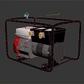 Industrial Air Compressor With Black Frame Red Motor Air Tank And Control Panel