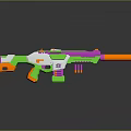 Colorful Plastic Toy Gun With Green Pink Orange White Design And Long Barrel