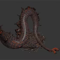 Detailed 3D Model of Mythical Dragon with Scaled Body and Curved Posture