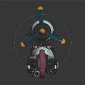 Unique Light Blue Motorcycle With Pink Wheels Front Propeller And Black Seat