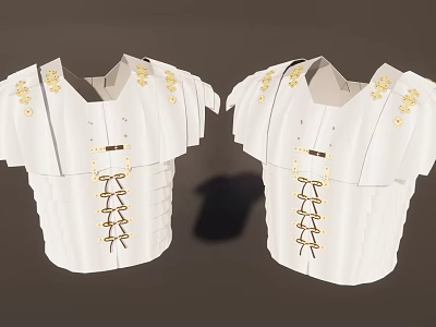 Elegant White Wall Decor With Gold Accents Symmetric Pleated And Lace Up Design 3d model